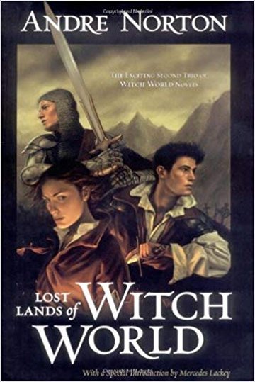 The cover art for Lost Lands of the Witch World shows Kyllan, Kemoc, and Kaththea Tregarth, the children of Simon and Jaelithe Tregarth.